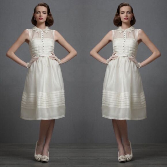 BHLDN Hitherto Comme II Faut Silk Wedding Dress, Lace Floral Sheer Bridal Retro - Picture 7 of 12